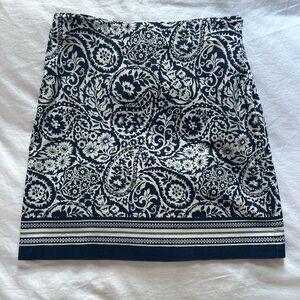 Talbots Navy and White Paisley Mini Skirt